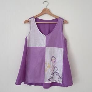 Vtg 60's Patchwork Embroidery Babydoll Top Cottagecore Sz L One of One Rework